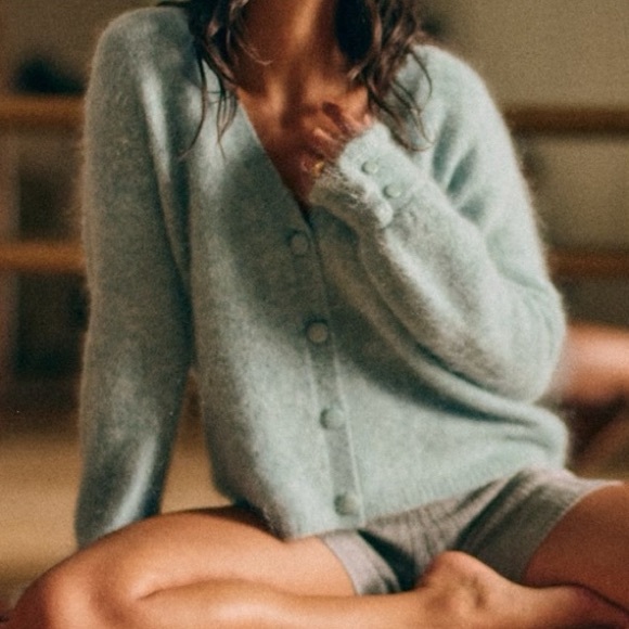 Sézane Mia Cardigan in Frosted Blue Kid Mohair | Size S - Picture 5 of 6